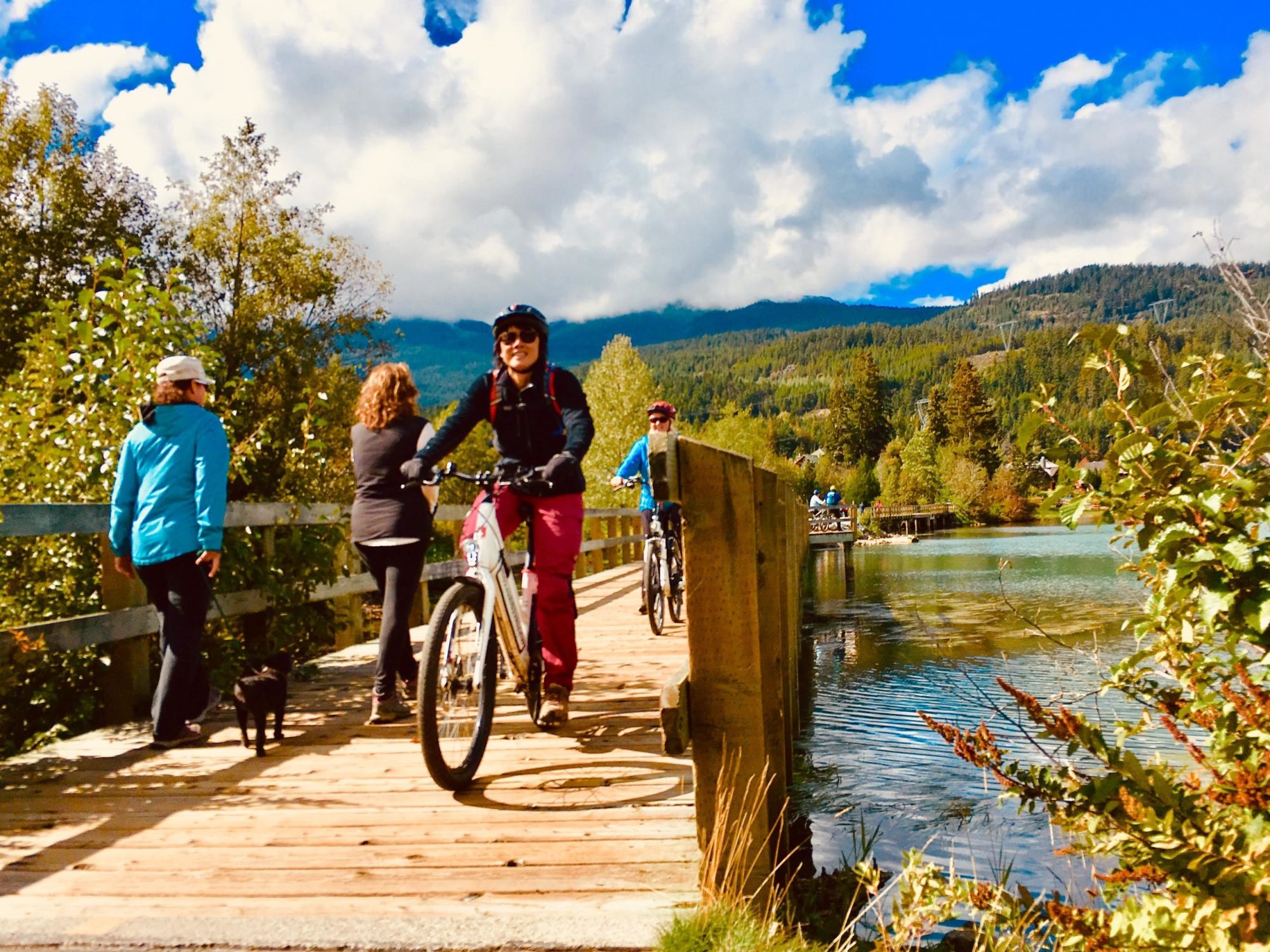 people riding bikes on trail