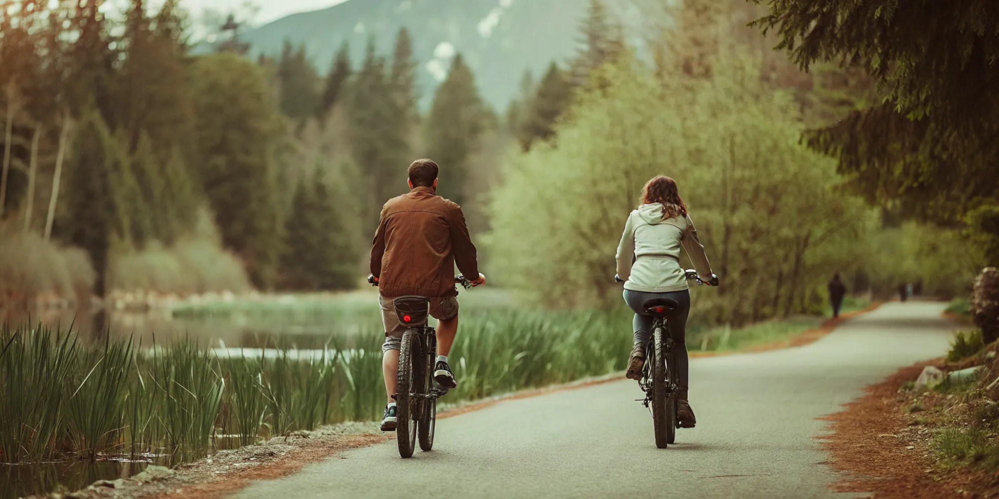Two riders exploring the River of Golden Dreams bike route by eBike