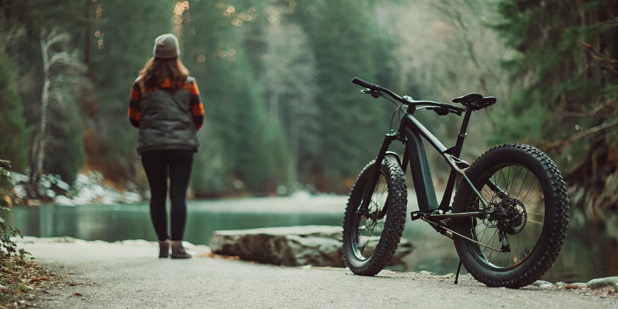 Fat tire eBike on a scenic Whistler Valley Trail with autumn foliage and mountain views